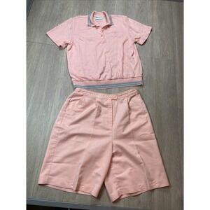 Vintage 80s Outfit 2 Piece Women's Top And Shorts Pink Tilly's Of Beverly Hills